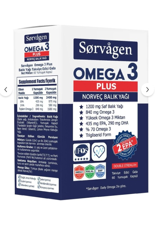 Sorvagen Omega 3 Plus Norveç Balık Yağı 60 Kapsül