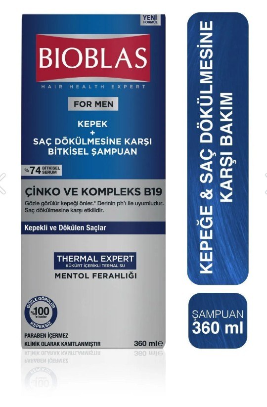 Bioblas Şampuan 360 Ml For men Mentol + B19 Kepek