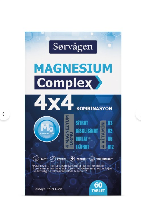 Sorvagen Magnezyum Complex 4*4 Kombinasyon 60 tablet