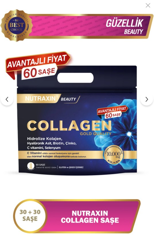Nutraxin Collagen Gold Quality Hidrolize Kolajen 60 Saşe