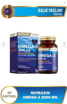 Nutraxin Omega 3 Balık Yağı 2000 mg 60 SoftGel