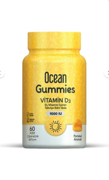 Orzax Ocean Gummies Vitamin D3 1000 IU D3 Vitamini İçeren Takviye Edici Gıda 60 Adet