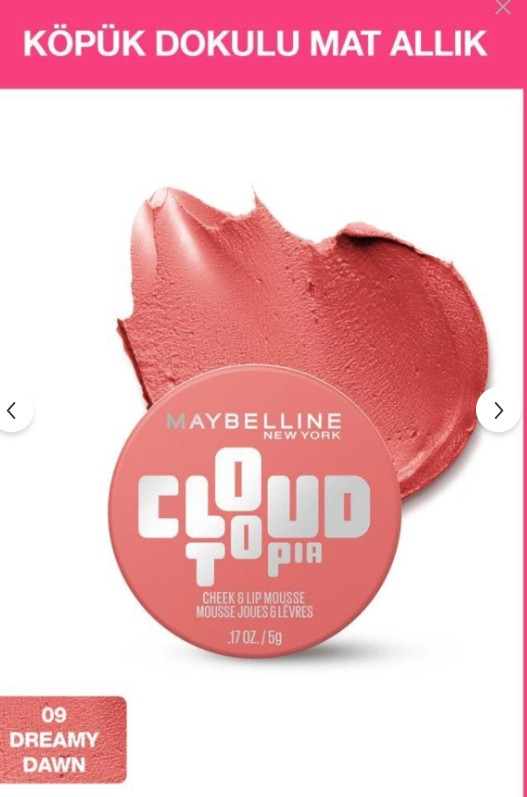 Maybelline New York Cloudtopia Köpük Dokulu Mat Allık & Ruj 09 Dreamy Dawn