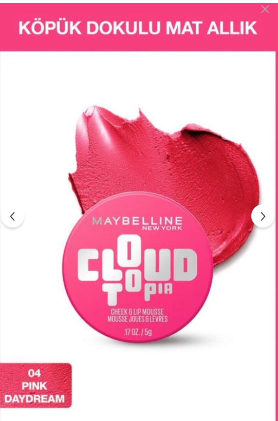 Maybelline New York Cloudtopia Köpük Dokulu Mat Allık & Ruj 04 Pink Daydream