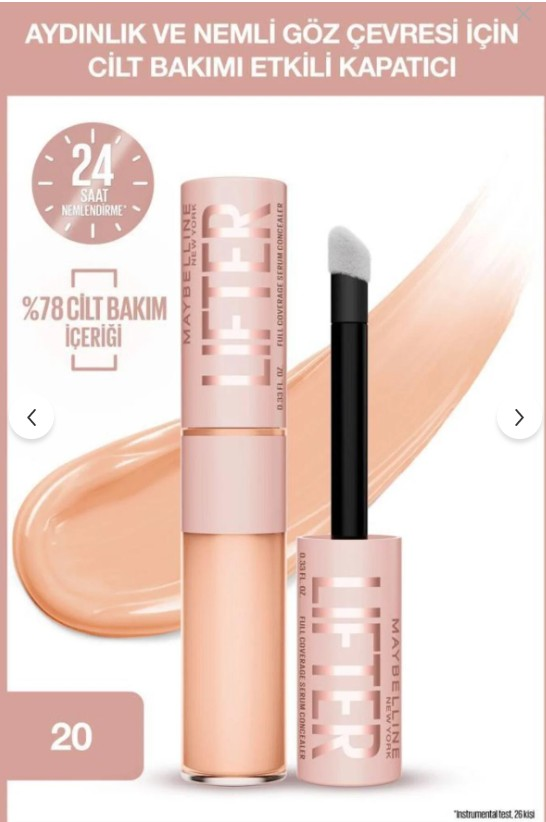 Maybelline New York Lifter Kafein ve Peptitler İçeren Nemlendiren ve Aydınlatan Kapatıcı - 20