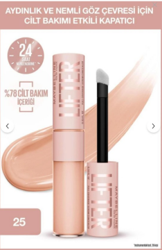 Maybelline New York Lifter Kafein ve Peptitler İçeren Nemlendiren ve Aydınlatan Kapatıcı - 25