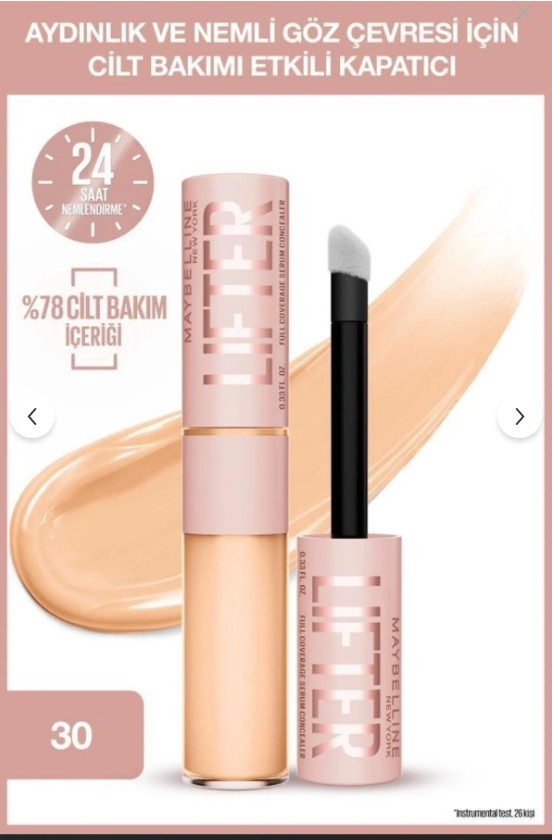 Maybelline New York Lifter Kafein ve Peptitler İçeren Nemlendiren ve Aydınlatan Kapatıcı - 30