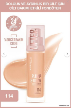 Maybelline New York Lifter Niasinamid ve Hyalüronik Asit İçeren Aydınlatan Fondöten - 114
