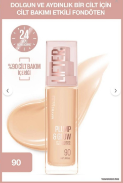 Maybelline New York Lifter Niasinamid ve Hyalüronik Asit İçeren Aydınlatan Fondöten - 90