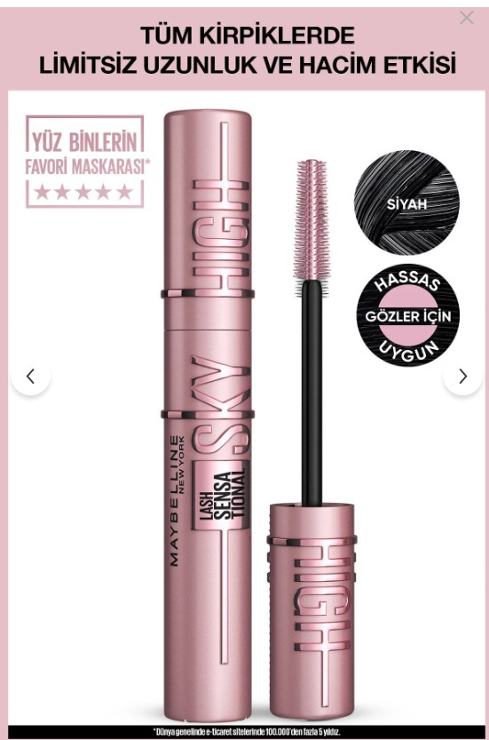 Maybelline New York Lash Sensational Sky High Siyah Maskara