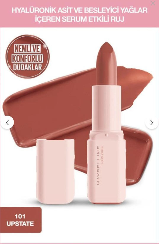 Maybelline New York Serum Etkili Hyalüronik Asit ve Besleyici Yağ İçeren Ruj - 101 Upstate