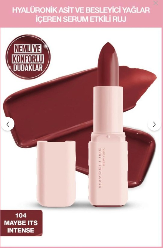 Maybelline New York Serum Etkili Hyalüronik Asit ve Besleyici Yağ İçeren Ruj - 104 Maybe It's Intense