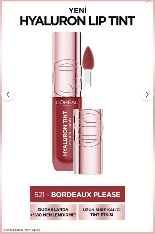 L'Oreal Paris Hyaluron Lip Tint Dudak Parlatıcı - 521 Bordeaux Please