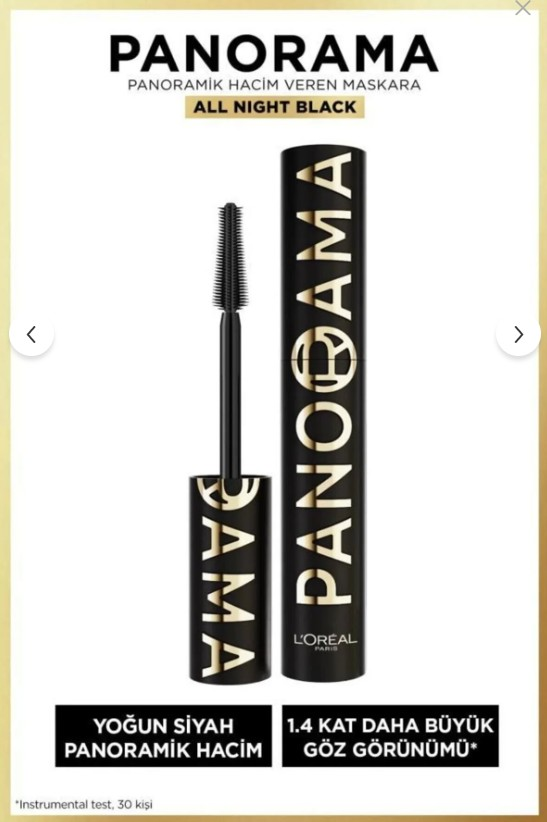 L'Oreal Paris Panorama Hacim Veren Maskara All Night Black - Siyah