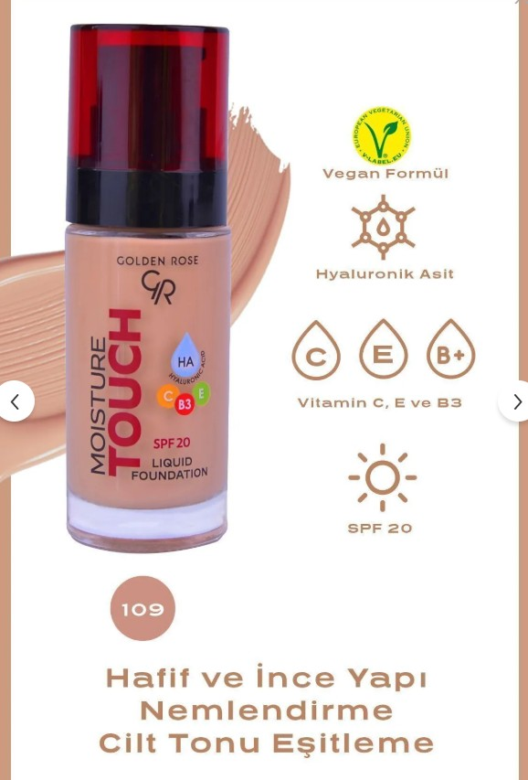 Golden Rose Moisture Touch Liquid Foundation Spf 20 No:109