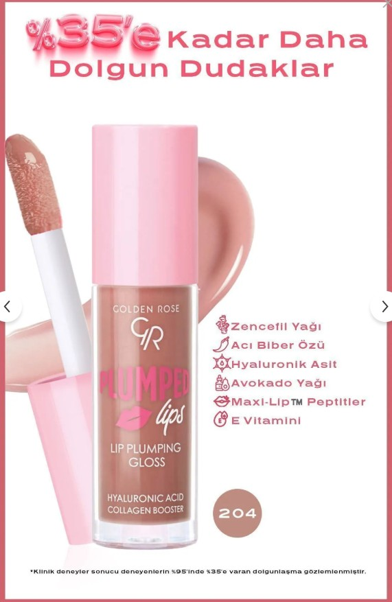 Golden Rose Plumped Lips Lip Plumping Gloss No: 204