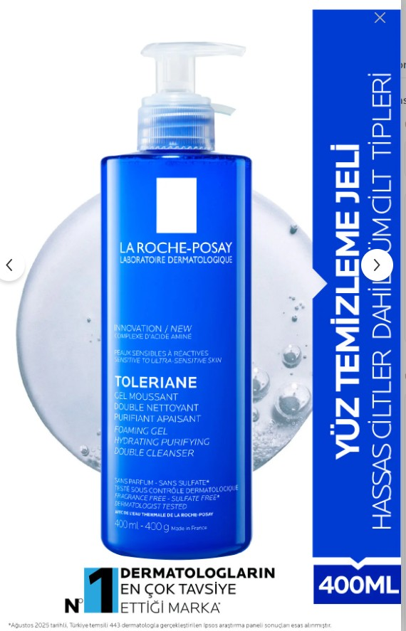 La Roche Posay Toleriane Tüm Ciltler İçin Temizleme Jeli 400 ml