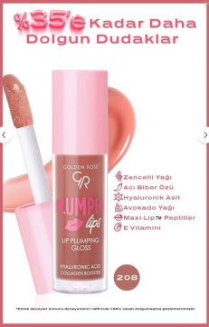 Golden Rose Plumped Lips Lip Plumping Gloss No: 208