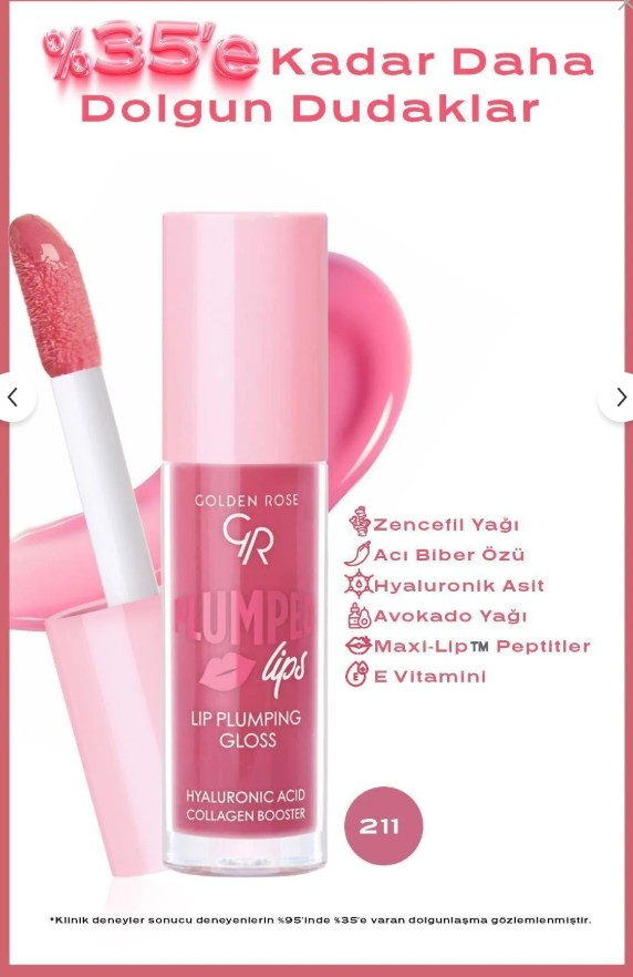 Golden Rose Plumped Lips Lip Plumping Gloss No: 211