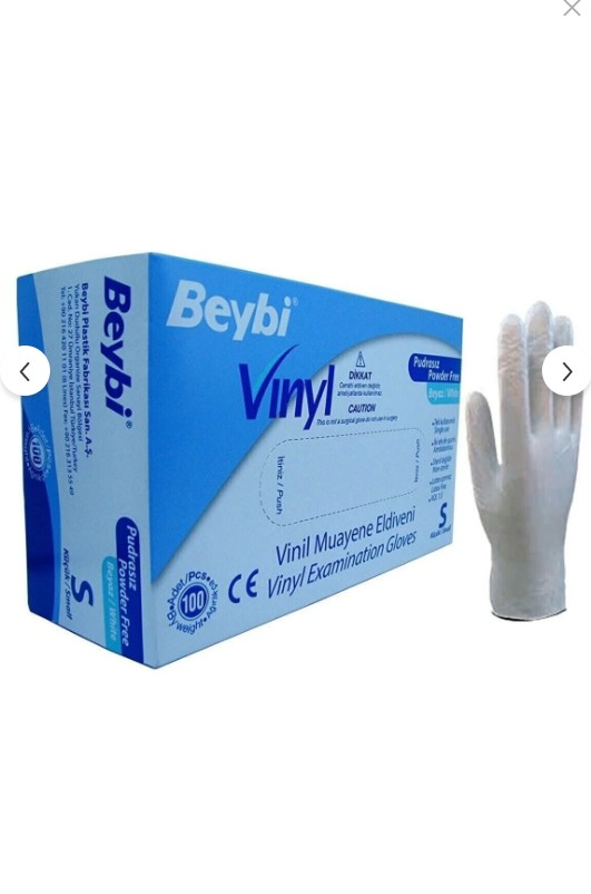 BEYBİ Vinil Pudrasız Muayene Eldiveni 100lü Paket (s)