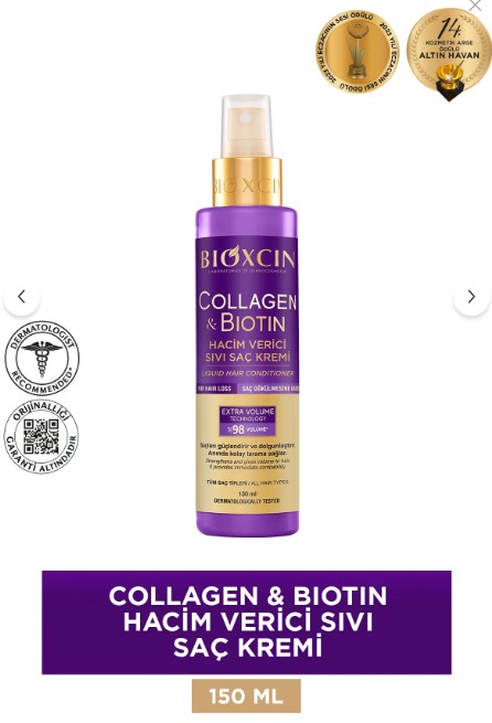 Bioxcin Collagen Biotin Hacim Verici Sıvı Saç Kremi 150 ml
