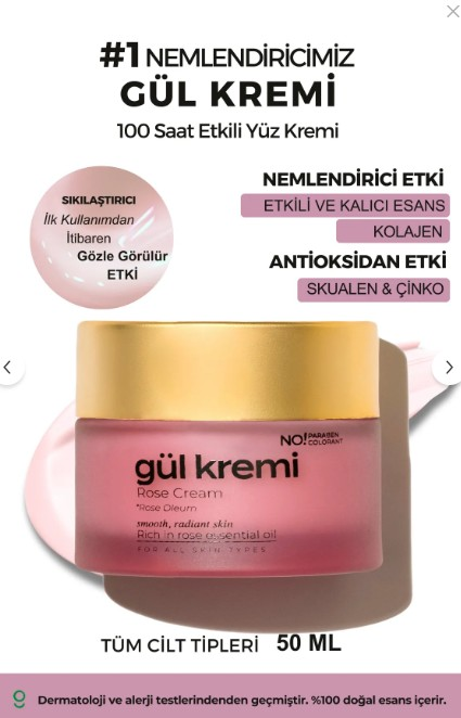 Greenlabel Gül Yağı Özlü Krem 50 ml