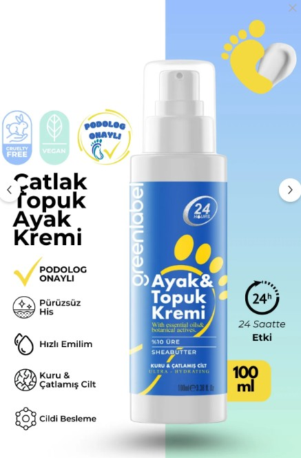 Greenlabel Nemlendirici Ayak ve Topuk Bakım Kremi 100 ml