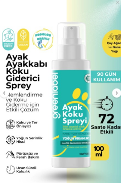 Greenlabel Nane ve Çay Ağacı İçeren Ayak Koku Giderici Sprey 100 ml