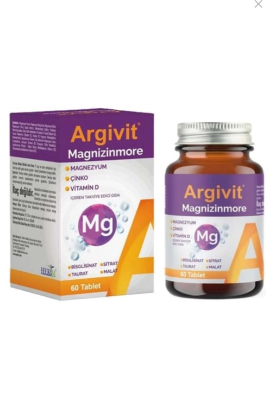 Argivit Magnizinmore Magnezyum, Çinko Ve Vitamin D Içeren Takviye Edici Gıda 60 Tablet