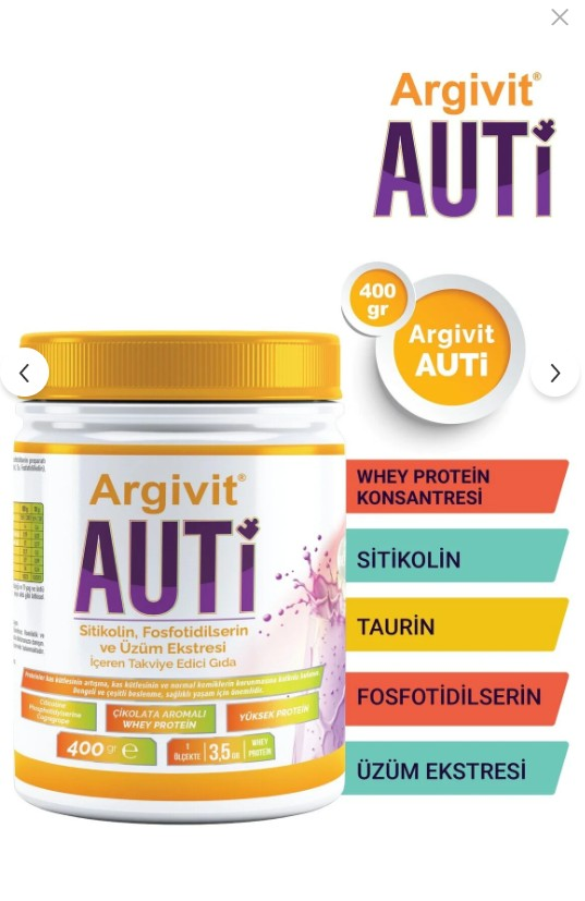 Argivit Auti Taurin, Sitikolin, Fosfotidilserin ve Üzüm Ekstresi İçeren Gıda Takviyesi 400 gr