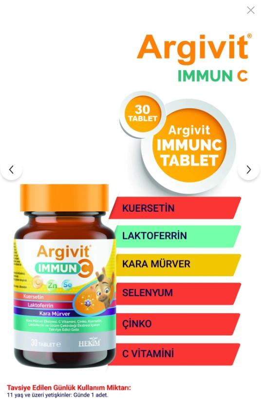Argivit Immun Takviye Edici Gıda 30 Kapsül