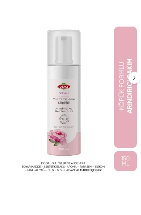 Otacı Gül Kürü Yüz Temizleme Köpüğü Arındırıcı Nemlendirici 150 ml