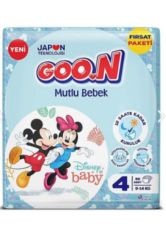 Goo.n Mutlu Bebek Bantlı Bebek Bezi 4 Beden 90 Adet Fırsat Paketi